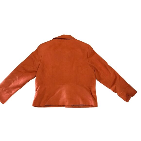 INDEX Jacket Orange 14 Petite Womens Zip Up Jacket Suede Like Pockets - Picture 7 of 12